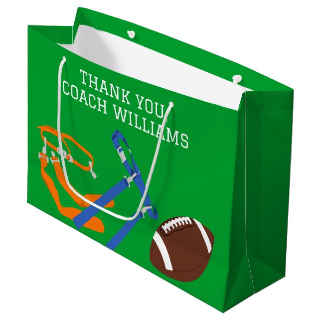 Flag Football Coach Player Personalisiert Große Geschenktüte (Vorderseite Schrägansicht)