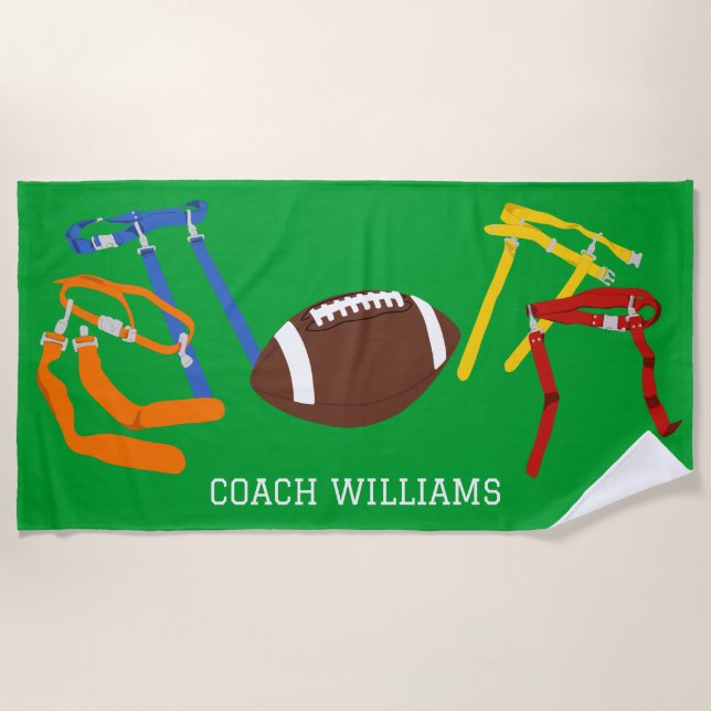 Flag Football Coach Player Personalisiert Strandtuch (Vorderseite)