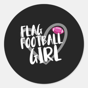 Flag Football Girl Runder Aufkleber
