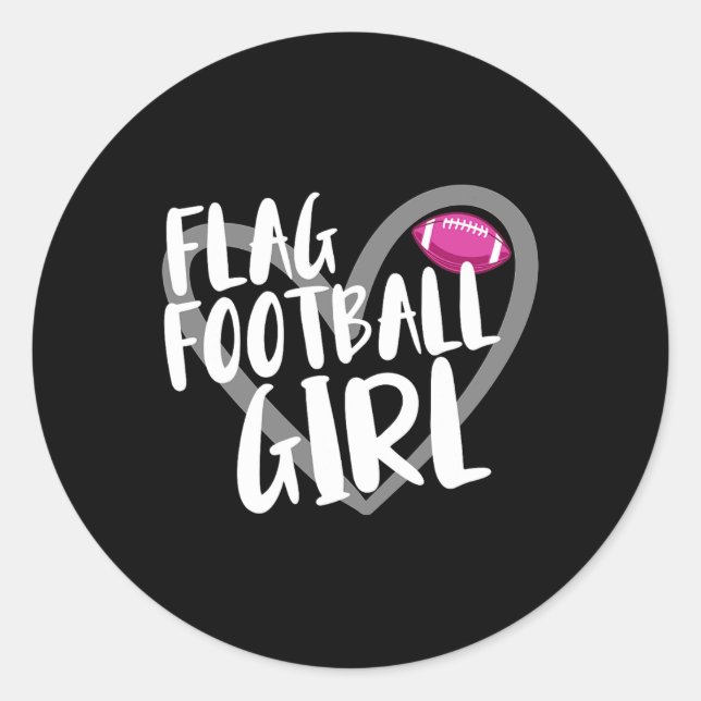 Flag Football Girl Runder Aufkleber (Vorderseite)