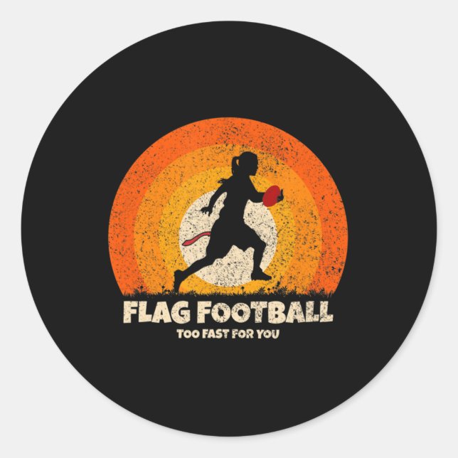 Flag Football Girl Women Schnell für Sie auf Flag  Runder Aufkleber (Vorderseite)