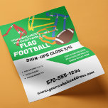 Flag Football League individuell anpassbar Flyer<br><div class="desc">Werben Sie Ihre Fahnenfußballliga mit diesem leicht zu personalisierten Flyer. Der gesamte Text auf diesem Flyer ist bereit,  mit Ihren eigenen Informationen angepasst zu werden. Die farbenfrohe Grafik mit einem Fußball- und Flaggenriemen trägt dazu bei,  ihre Aufmerksamkeit zu erregen.</div>