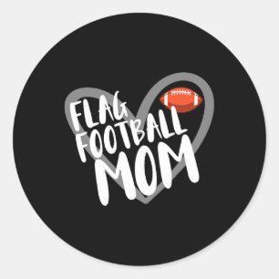 Flag Football Mama Herz Runder Aufkleber