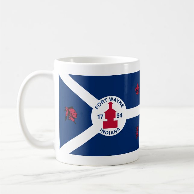 Flag Fort Wayne, Indiana Coffee Tasse (Links)