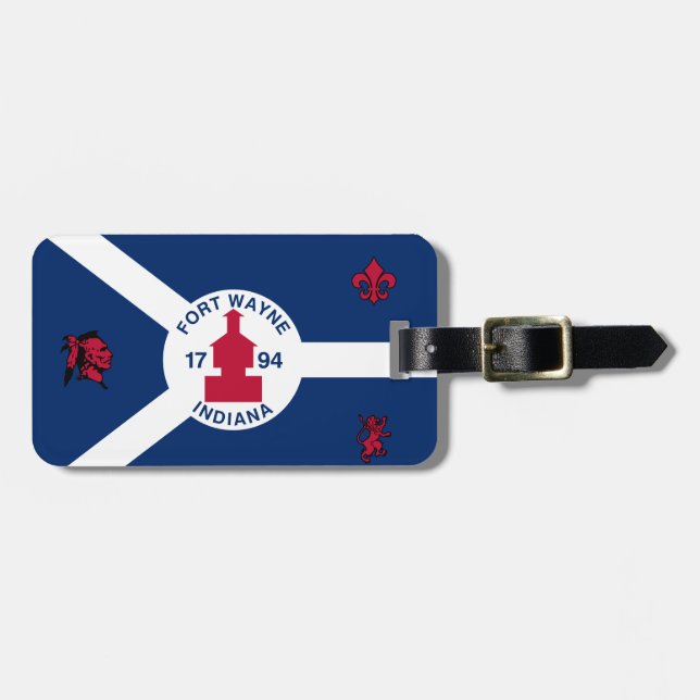 Flag Fort Wayne, Indiana Luggage Tag Gepäckanhänger (Vorderseite horizontal)