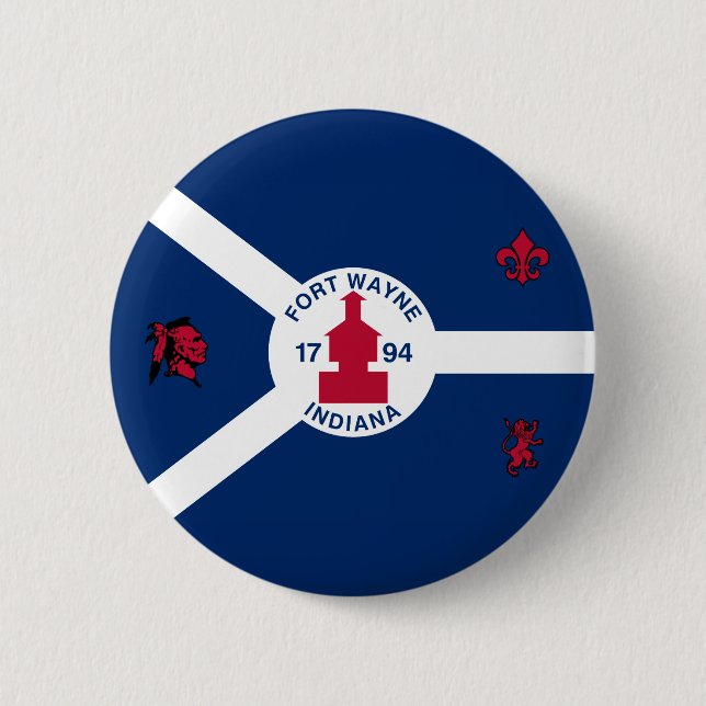 Flag Fort Wayne, Indiana Pinback Button (Vorderseite)