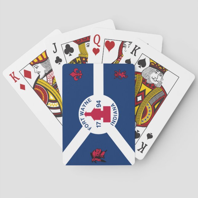 Flag Fort Wayne, Indiana Playing Cards Spielkarten (Rückseite)