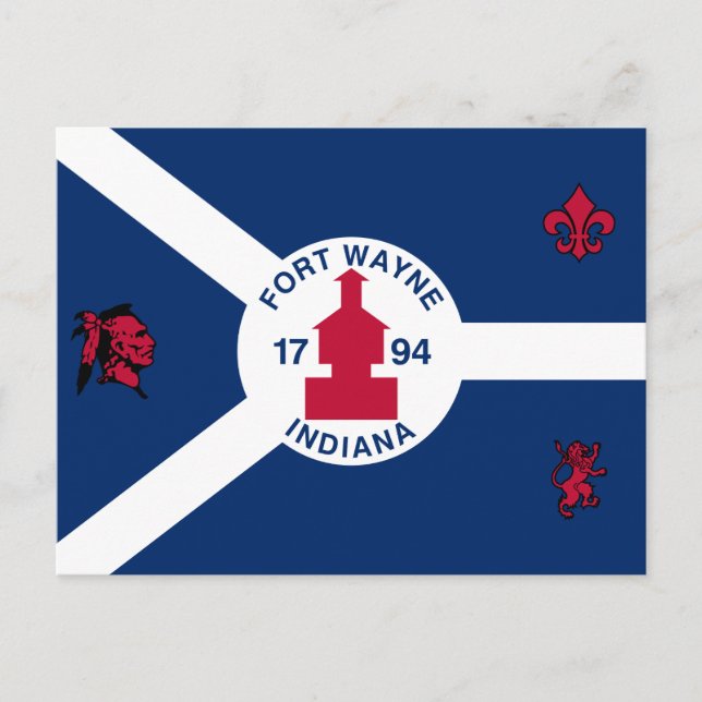 Flag Fort Wayne, Indiana Postcard Postkarte (Vorderseite)