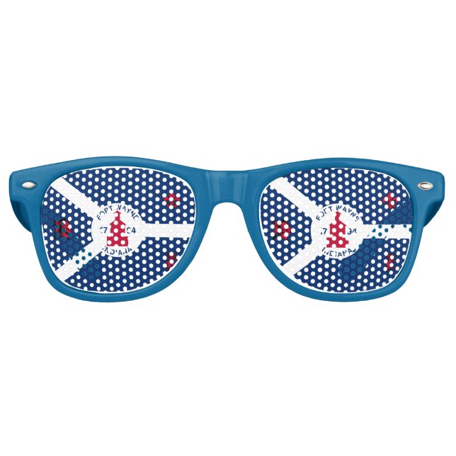 Flag Fort Wayne, Indiana Retro Sonnenbrille (Vorderseite)