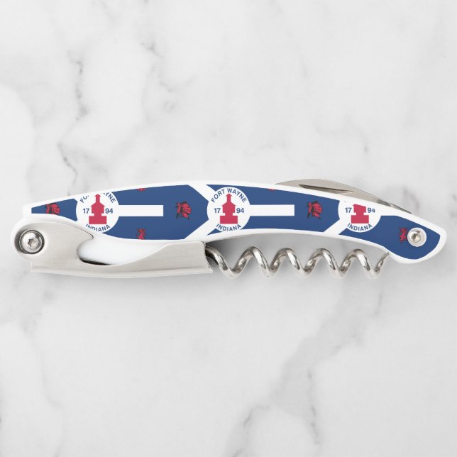 Flag Fort Wayne, Indiana Waiter's Corkscrew Kellnermesser (Vorderseite)