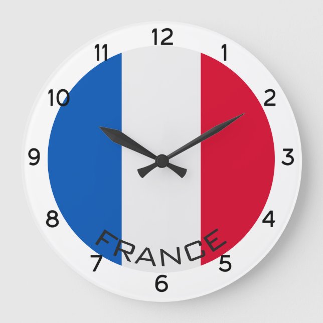 Flag Frankreich Große Wanduhr (Vorderseite)