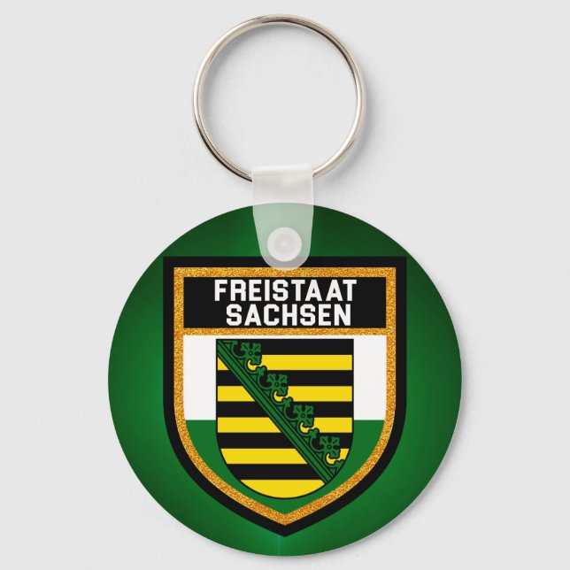 Flag Freistaat Sachsen Schlüsselanhänger (Vorderseite)