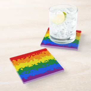 Flag Funky Boho Abstrakt Gay Rainbow Mosaic Pride Glasuntersetzer