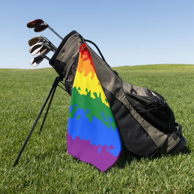 Flag Funky Boho Abstrakt Gay Rainbow Mosaic Pride Golfhandtuch (Gras)