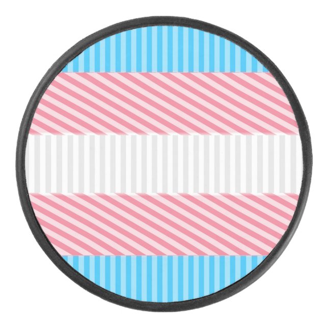 Flag "Funky Boho Stripe Abstrakt Transgender Pride Eishockey Puck (Vorderseite)