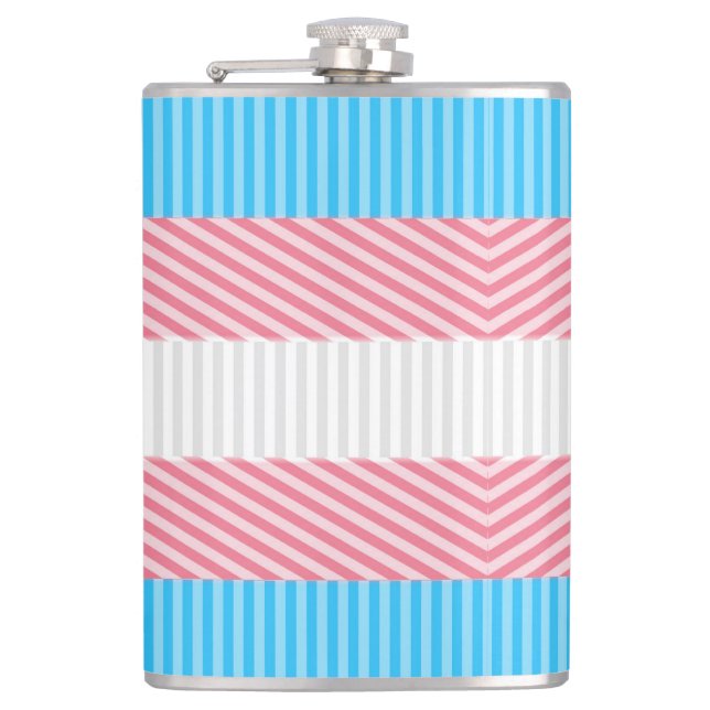 Flag "Funky Boho Stripe Abstrakt Transgender Pride Flachmann (Vorderseite)
