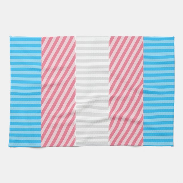 Flag "Funky Boho Stripe Abstrakt Transgender Pride Geschirrtuch (Horizontal)
