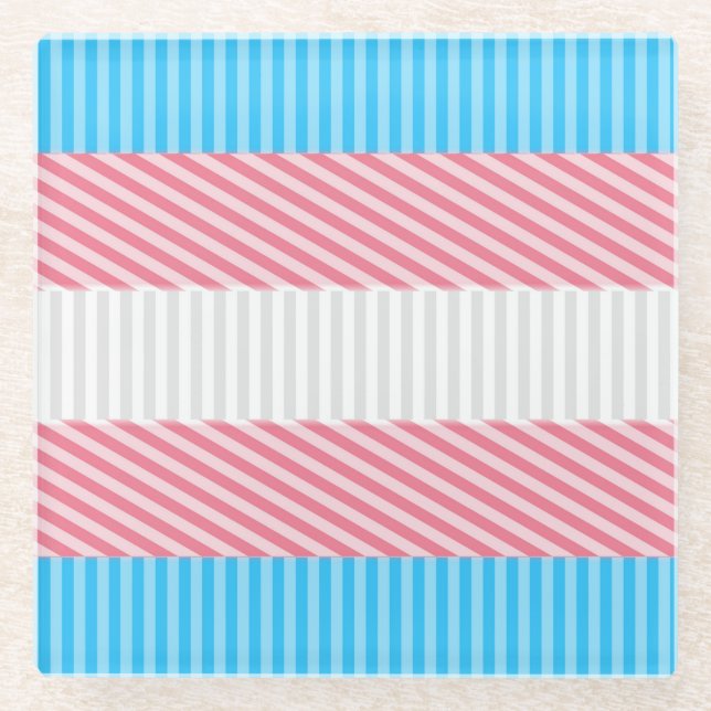 Flag "Funky Boho Stripe Abstrakt Transgender Pride Glasuntersetzer (Vorderseite)