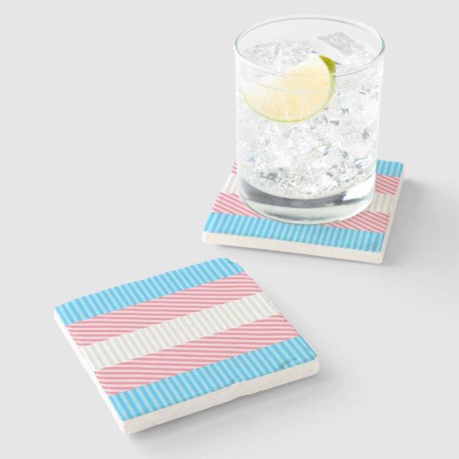 Flag "Funky Boho Stripe Abstrakt Transgender Pride Steinuntersetzer (Seitenansicht)