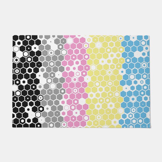 Flag "Funky Geometric Mod Abstrakt Polygender Pril Fußmatte (Vorderseite)