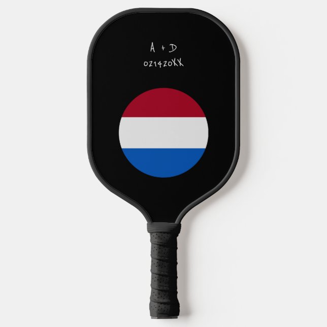 Flag für benutzerdefinierte Meldung Niederlande Pickleball Schläger (Vorderseite)