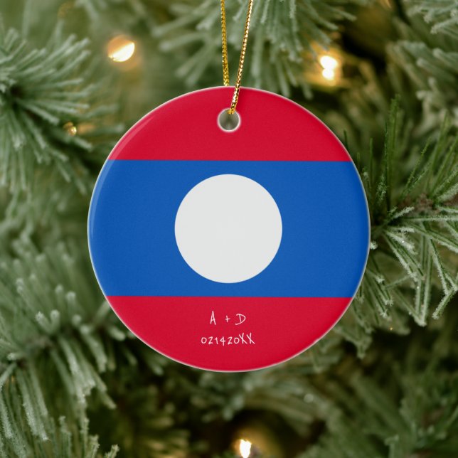 Flag für benutzerdefinierte MeldungsLaos Keramik Ornament (Baum)