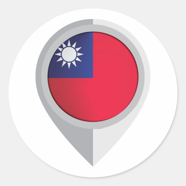 Flag für das Button Taiwan Runder Aufkleber (Vorderseite)