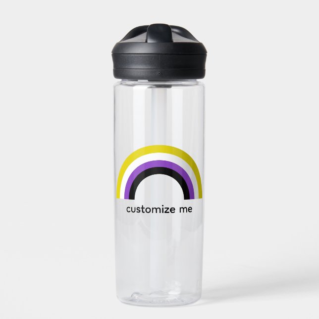 Flag für den nicht binären Regenbogen Personalisie Trinkflasche (Vorderseite)