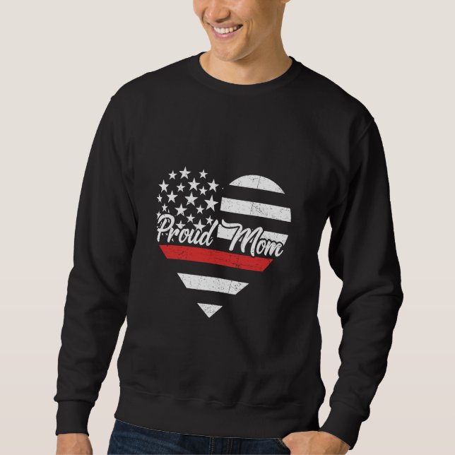 Flag für den Patriotischen Feuerwehrmann Mama dünn Sweatshirt (Vorderseite)
