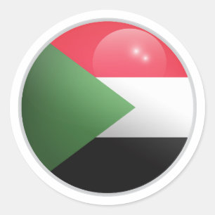Flag für den Sudan Glossy Circle Runder Aufkleber