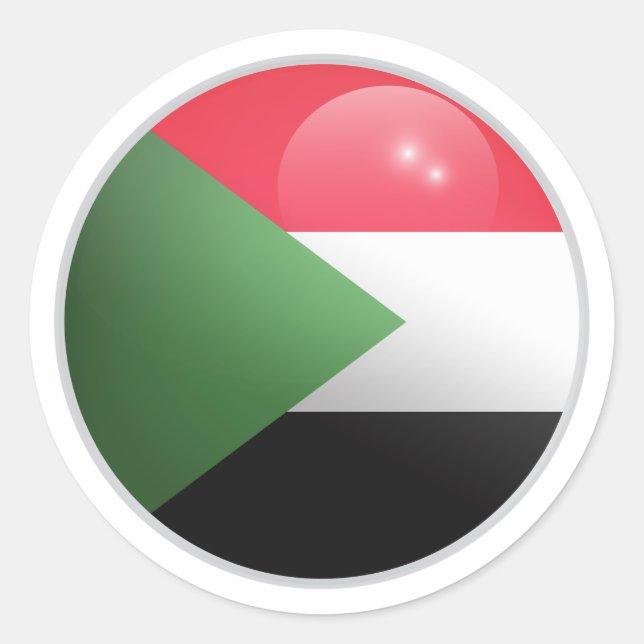 Flag für den Sudan Glossy Circle Runder Aufkleber (Vorderseite)