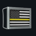 Flag für dünne gelbe Linie Rechteckige Gürtelschnalle<br><div class="desc">Thin Yellow Line Dispatchers Flag ist eine patriotische amerikanische Flagge mit einer dünnen gelben Linie,  die Dispatchers repräsentiert. Großartiges Geschenk für den Dispatcher,  Geschenk für die Polizei,  Geschenk für Feuerwehrleute und phantastisches Geschenk für Patriot. Besuchen Sie unseren Shop für weitere Thin Line Designs und patriotische Geschenkideen.</div>