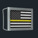 Flag für dünne gelbe Linie Rechteckige Gürtelschnalle<br><div class="desc">Thin Yellow Line Dispatchers Flag ist eine patriotische amerikanische Flagge mit einer dünnen gelben Linie,  die Dispatchers repräsentiert. Großartiges Geschenk für den Dispatcher,  Geschenk für die Polizei,  Geschenk für Feuerwehrleute und phantastisches Geschenk für Patriot. Besuchen Sie unseren Shop für weitere Thin Line Designs und patriotische Geschenkideen.</div>