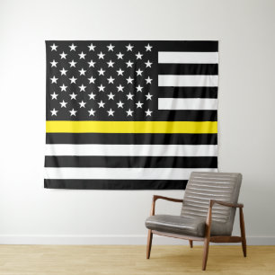 Flag für dünne gelbe Linie Wandteppich