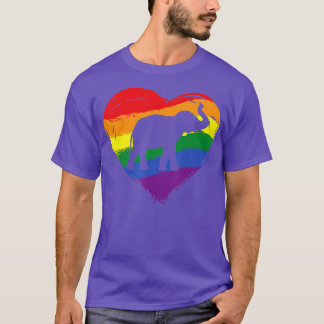 Flag für Elephant LGBTQ Gay Pride Rainbow Heart Pr T-Shirt