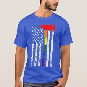 Flag für Firefighter American Flag LGBTQ Gay Pride T-Shirt