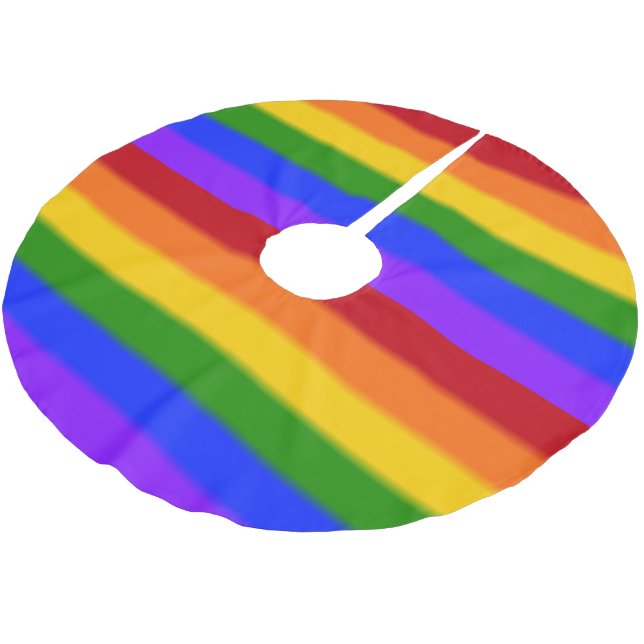 Flag für Gay Pride Polyester Weihnachtsbaumdecke (Schrägansicht)