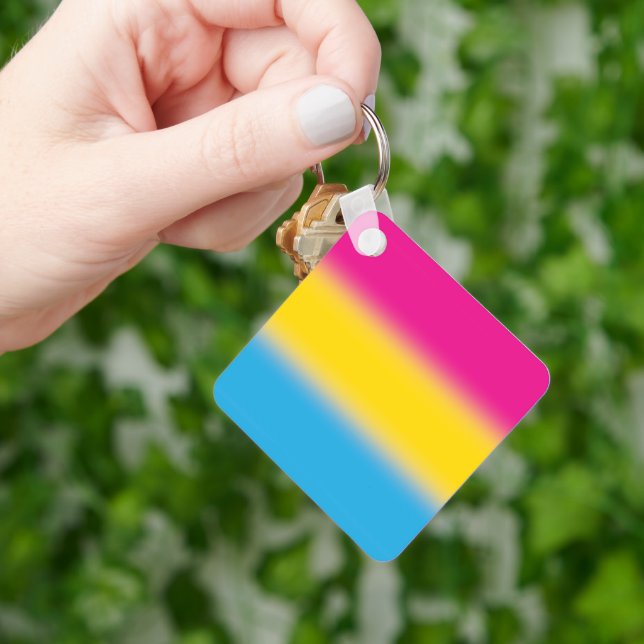 Flag für glänzende Pansexual-Stolz - farbenfrohe P Schlüsselanhänger (Hand)