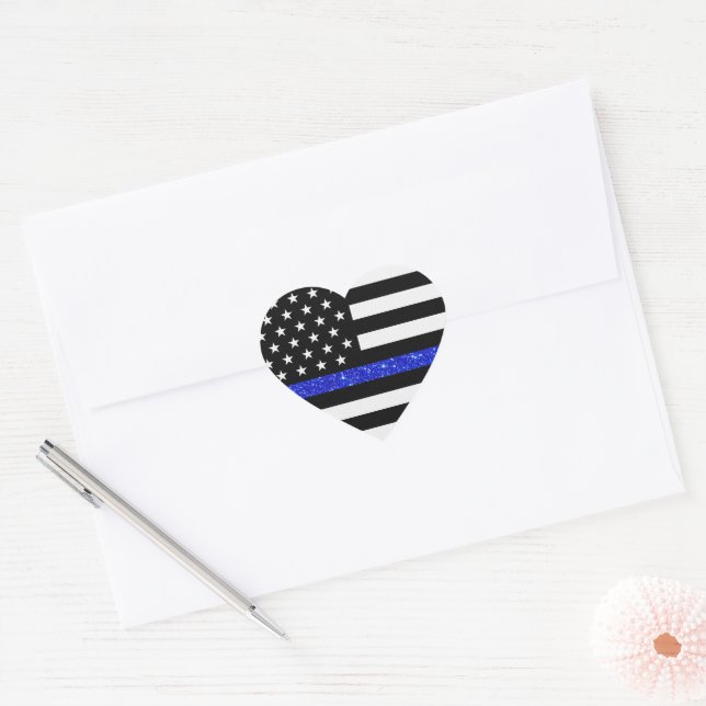 Flag für Glitzer der Thin Blue Line Herz-Aufkleber (Umschlag)