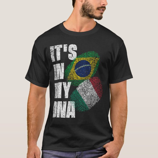 Flag für italienisches und brasilianisches DNA-Gem T-Shirt (Vorderseite)