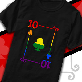 Flag für LGBTQ mit 10 Karten 10 Clubs T-Shirt