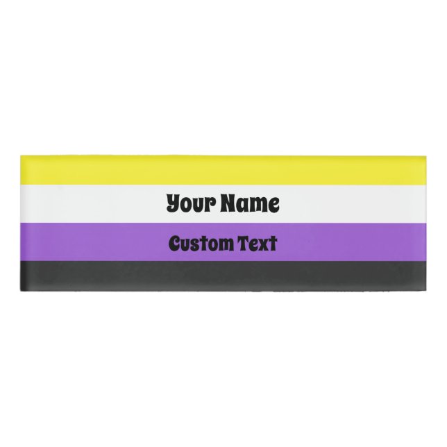Flag für nicht binären Stolz Namenschild (Vorderseite)