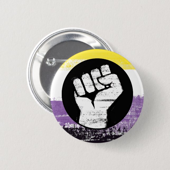 Flag für nichtbinäre gestrichene Proteste Button (Vorne & Hinten)