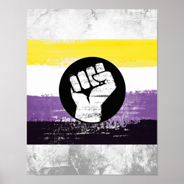 Flag für nichtbinäre gestrichene Proteste Poster (Vorne)