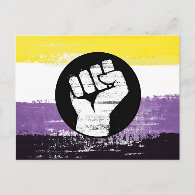 Flag für nichtbinäre gestrichene Proteste Postkarte (Vorderseite)