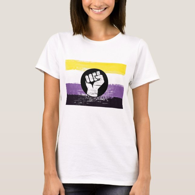 Flag für nichtbinäre gestrichene Proteste T-Shirt (Vorderseite)