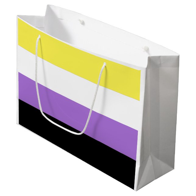 Flag für nichtbinäre Pride Große Geschenktüte (Vorderseite Schrägansicht)