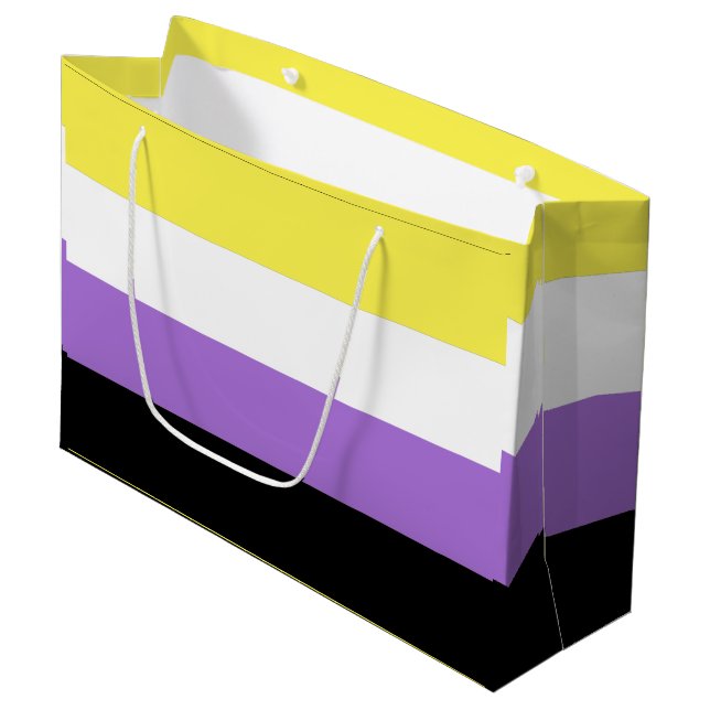 Flag für nichtbinäre Pride Große Geschenktüte (Vorderseite Schrägansicht)