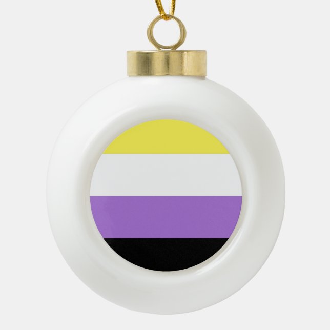 Flag für nichtbinäre Pride Keramik Kugel-Ornament (Vorderseite)