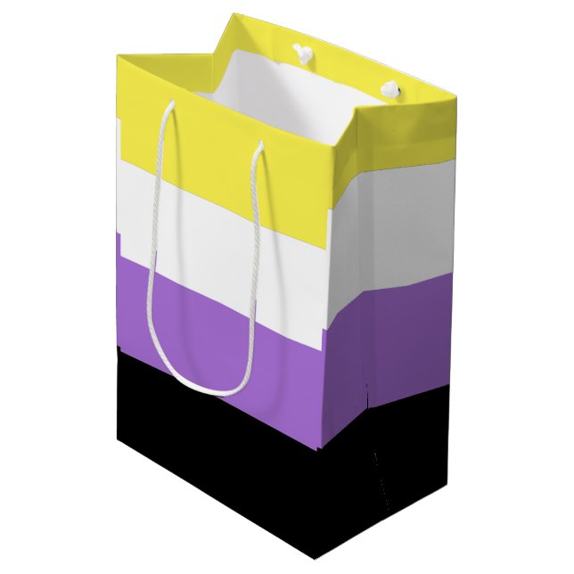 Flag für nichtbinäre Pride Mittlere Geschenktüte (Vorderseite Schrägansicht)